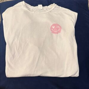 Kids White Shirt with Pink Smiley Design